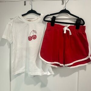 Recycled Threads Kids Matching Set. Cherry, White and Red, Sz 8